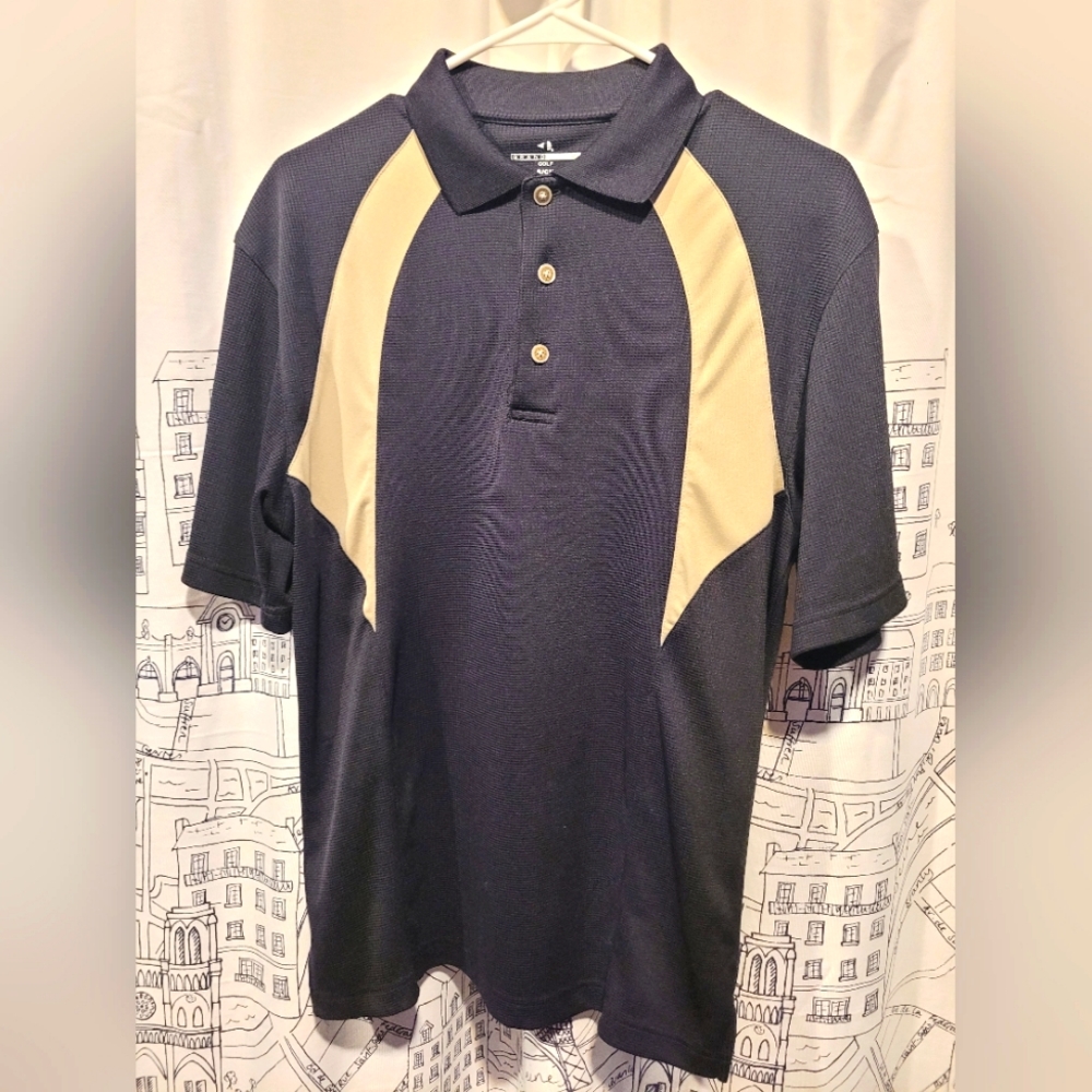 Grand Slam Golf Men's Black and Tan Colorblock Polo Size Small